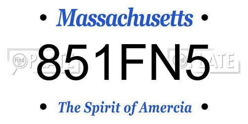 851FN5 Massachusetts License Plate
