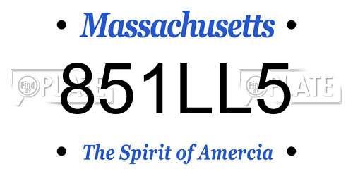851LL5 Massachusetts License Plate