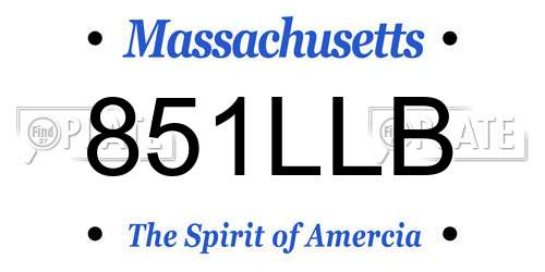 851LLB Massachusetts License Plate
