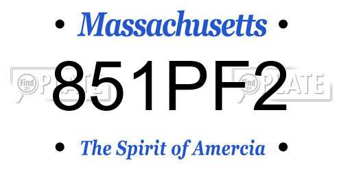851PF2 Massachusetts License Plate