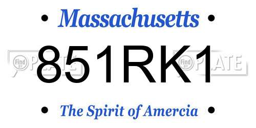 851RK1 Massachusetts License Plate