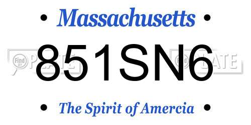851SN6 Massachusetts License Plate
