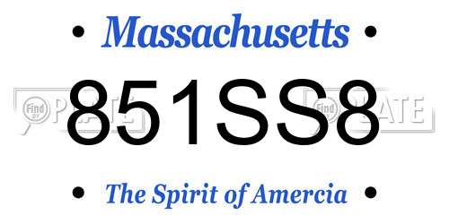 851SS8 Massachusetts License Plate