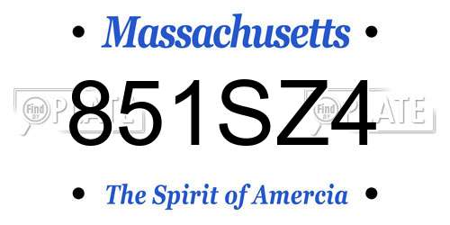 851SZ4 Massachusetts License Plate