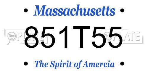 851T55 Massachusetts License Plate