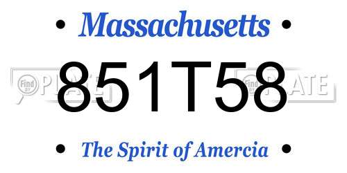 851T58 Massachusetts License Plate