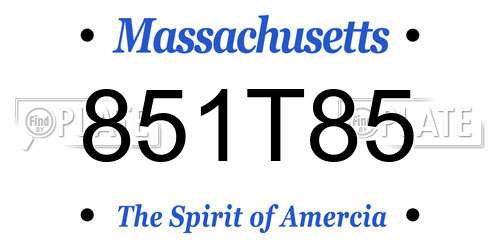 851T85 Massachusetts License Plate