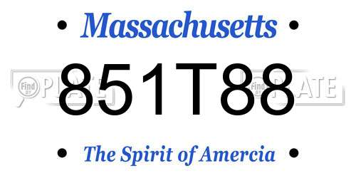 851T88 Massachusetts License Plate