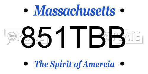 851TBB Massachusetts License Plate