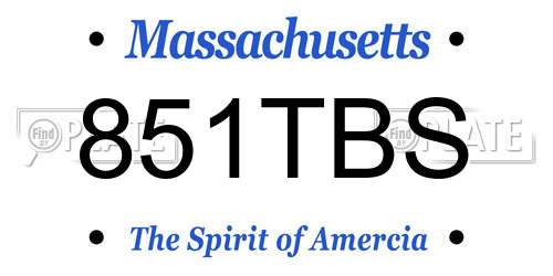 851TBS Massachusetts License Plate