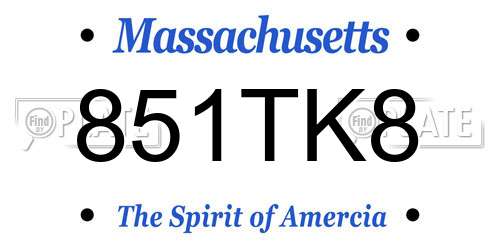851TK8 Massachusetts License Plate