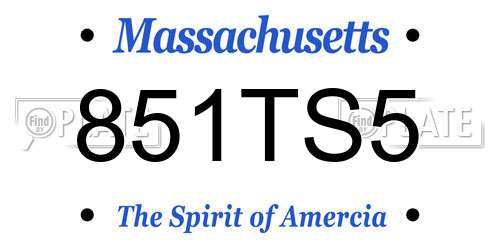 851TS5 Massachusetts License Plate