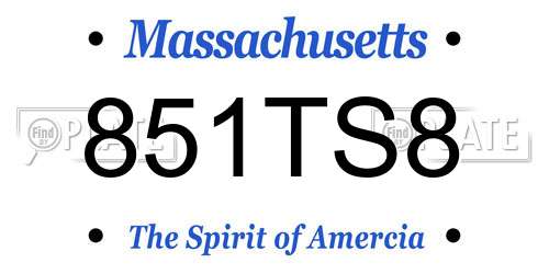 851TS8 Massachusetts License Plate