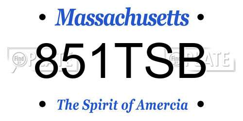 851TSB Massachusetts License Plate