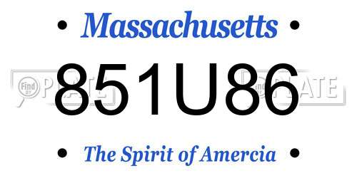 851U86 Massachusetts License Plate