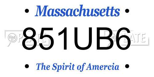 851UB6 Massachusetts License Plate