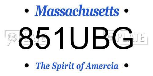 851UBG Massachusetts License Plate