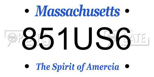 851US6 Massachusetts License Plate