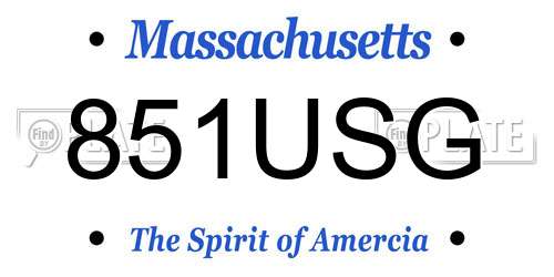 851USG Massachusetts License Plate