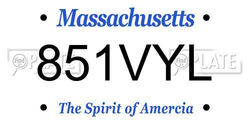 851VYL Massachusetts License Plate