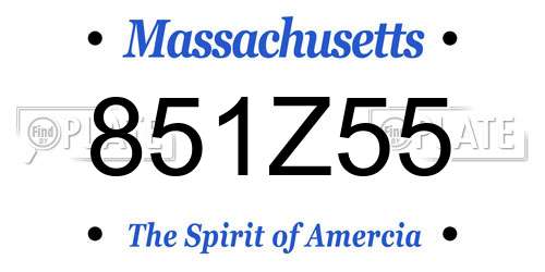 851Z55 Massachusetts License Plate