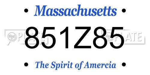 851Z85 Massachusetts License Plate