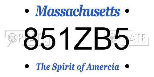 851ZB5 Massachusetts License Plate