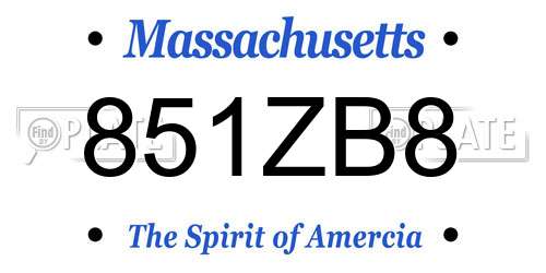 851ZB8 Massachusetts License Plate