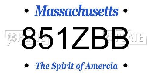 851ZBB Massachusetts License Plate