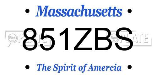851ZBS Massachusetts License Plate