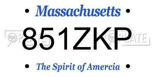 851ZKP Massachusetts License Plate