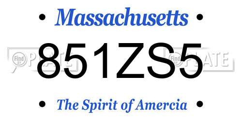 851ZS5 Massachusetts License Plate
