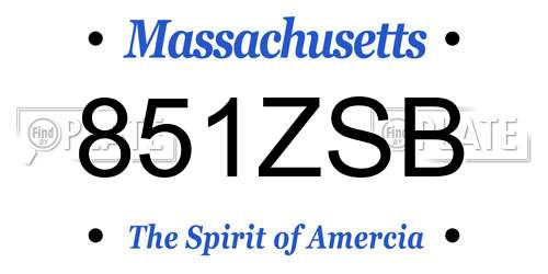 851ZSB Massachusetts License Plate