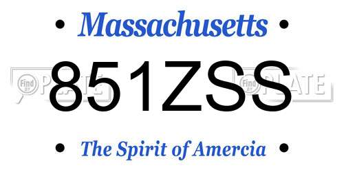 851ZSS Massachusetts License Plate