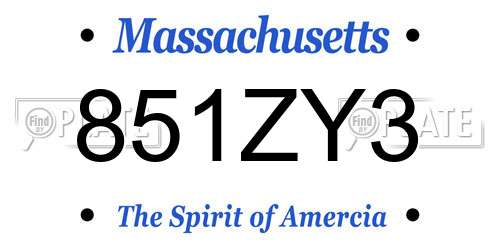 851ZY3 Massachusetts License Plate
