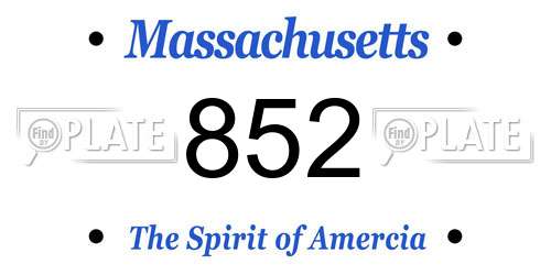 852 Massachusetts License Plate