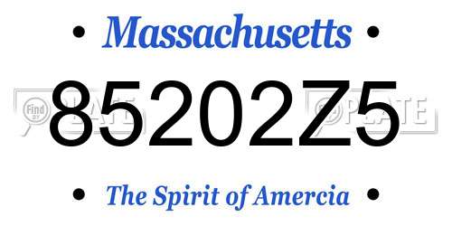 85202Z5 Massachusetts License Plate