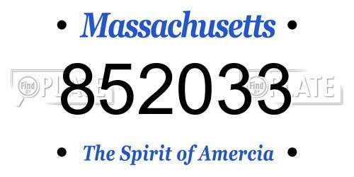 852033 Massachusetts License Plate