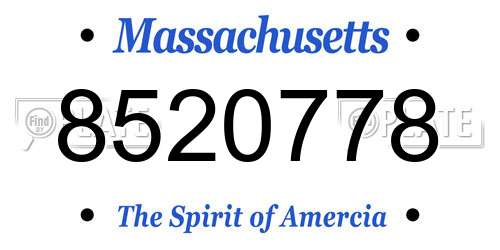 8520778 Massachusetts License Plate