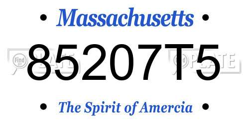 85207T5 Massachusetts License Plate