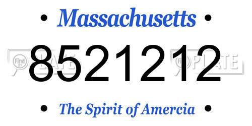8521212 Massachusetts License Plate