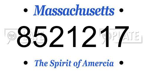8521217 Massachusetts License Plate