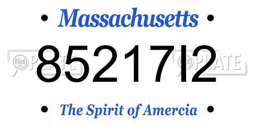 85217I2 Massachusetts License Plate