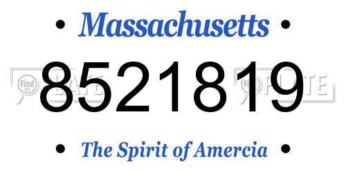8521819 Massachusetts License Plate