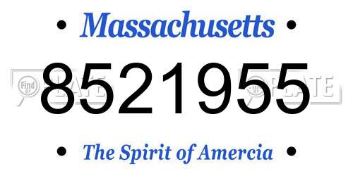 8521955 Massachusetts License Plate