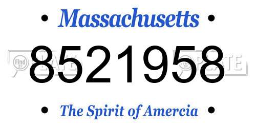 8521958 Massachusetts License Plate