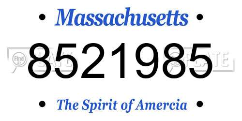 8521985 Massachusetts License Plate