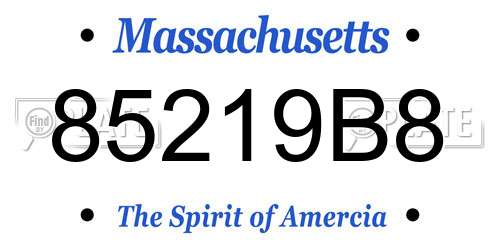 85219B8 Massachusetts License Plate