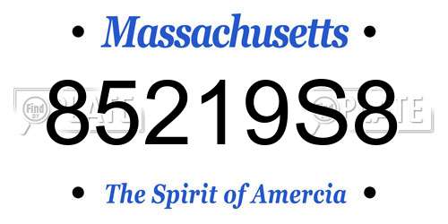 85219S8 Massachusetts License Plate