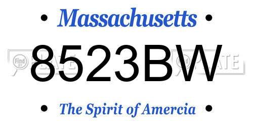 8523BW Massachusetts License Plate